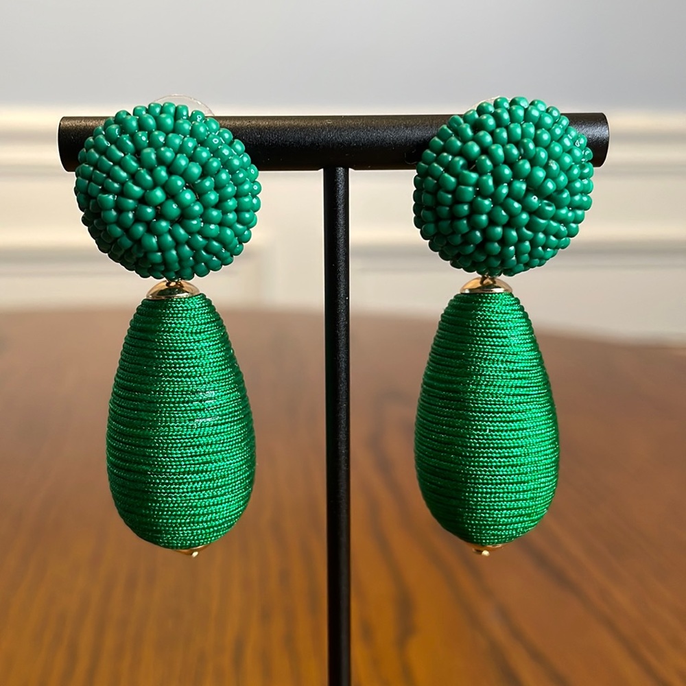 Green Beaded / Threaded Earrings